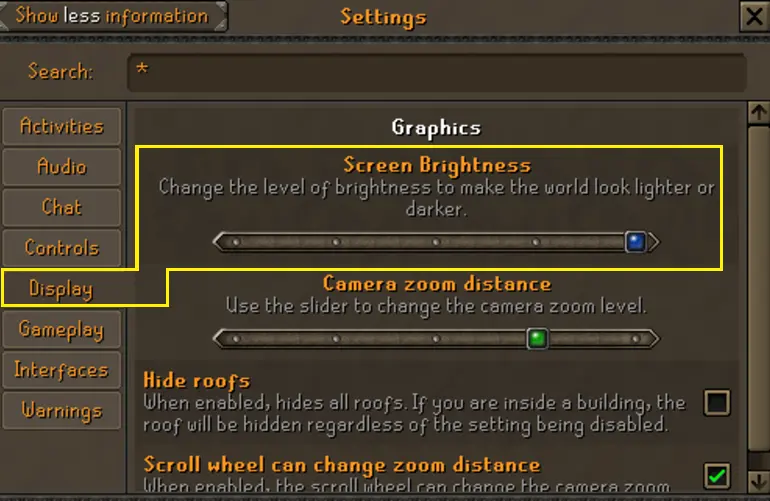 OSRS in-game brightness at max