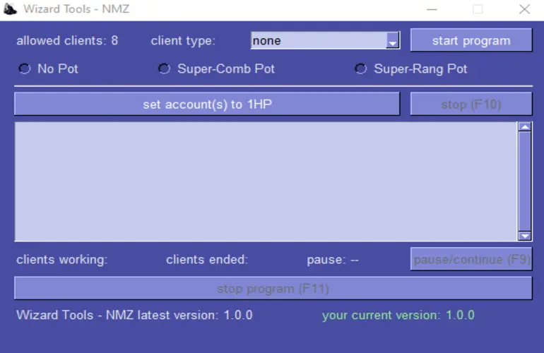 NMZ Tool main window