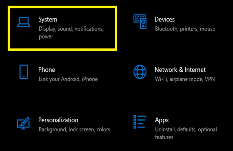 Windows Settings — System